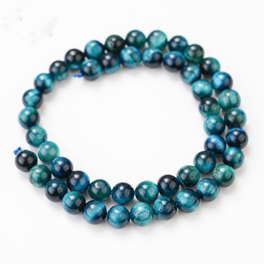 Genuine Galaxy Rainbow Blue Teal Tiger Eye Loose Bead for Jewelry Making