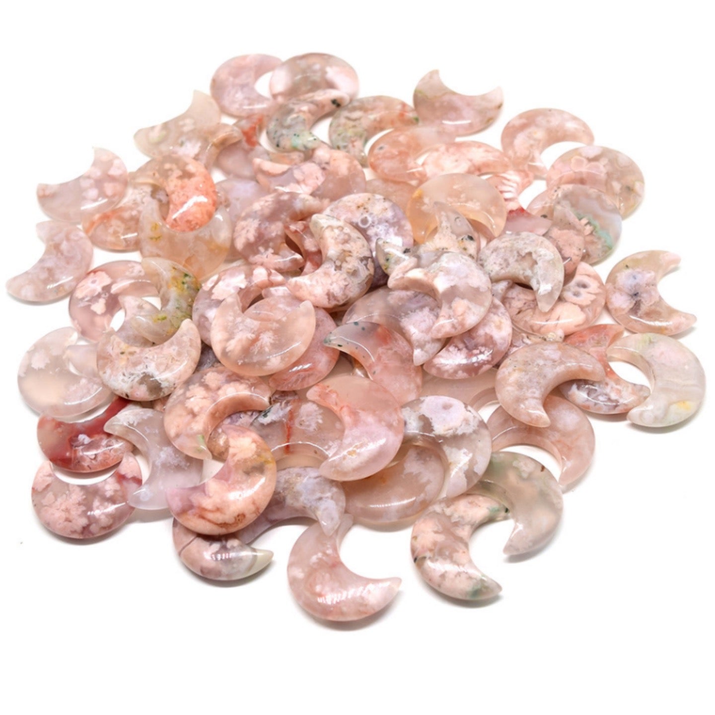 حجر الشفاء الطبيعي المنحوت على شكل قمر بلوري