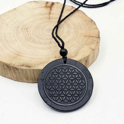 Circular Engraving Shungite Pendant