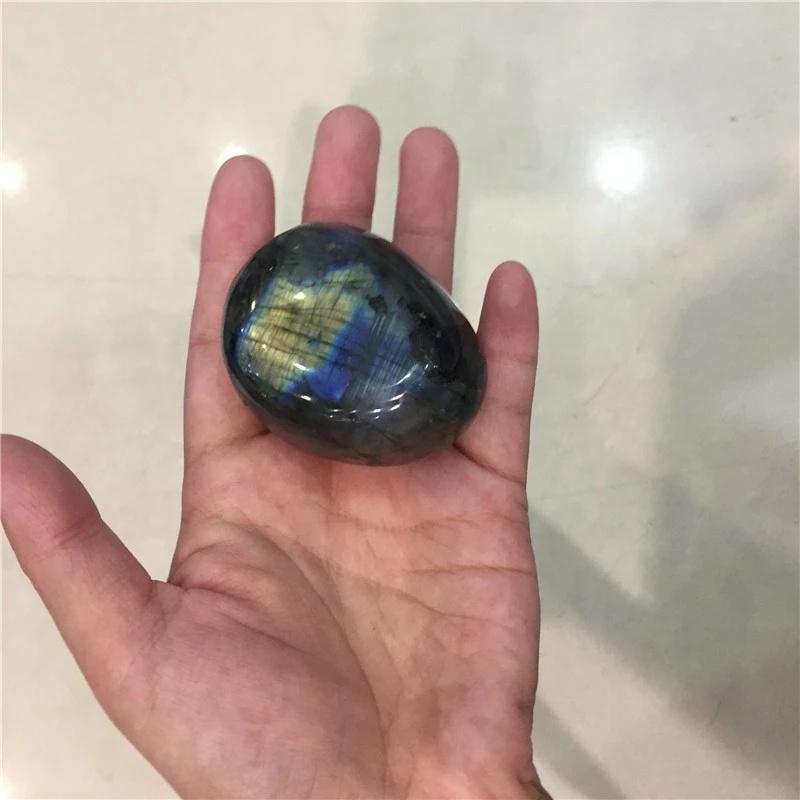 Natural Flashy Labradorite Quartz Crystal Palm Stone