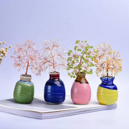 Ceramic Vase Crystal Tree