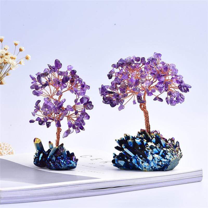 Natural Rainbow Crystal Cluster Base Amethyst Tree