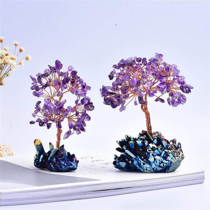 Natural Rainbow Crystal Cluster Base Amethyst Tree