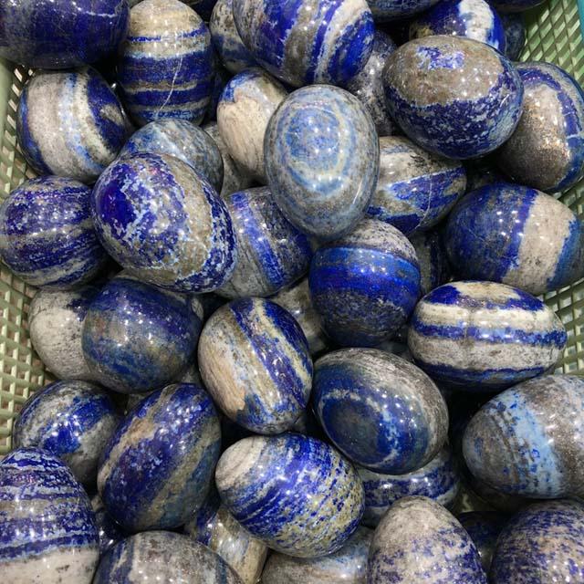 Natural Egg Lapis Lazuli Palm Stone For Sale