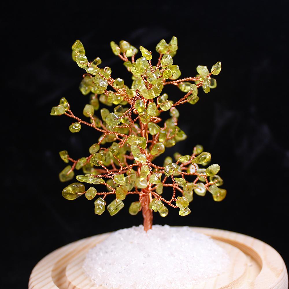 Árbol de la fortuna de cristal natural con paisaje en botella