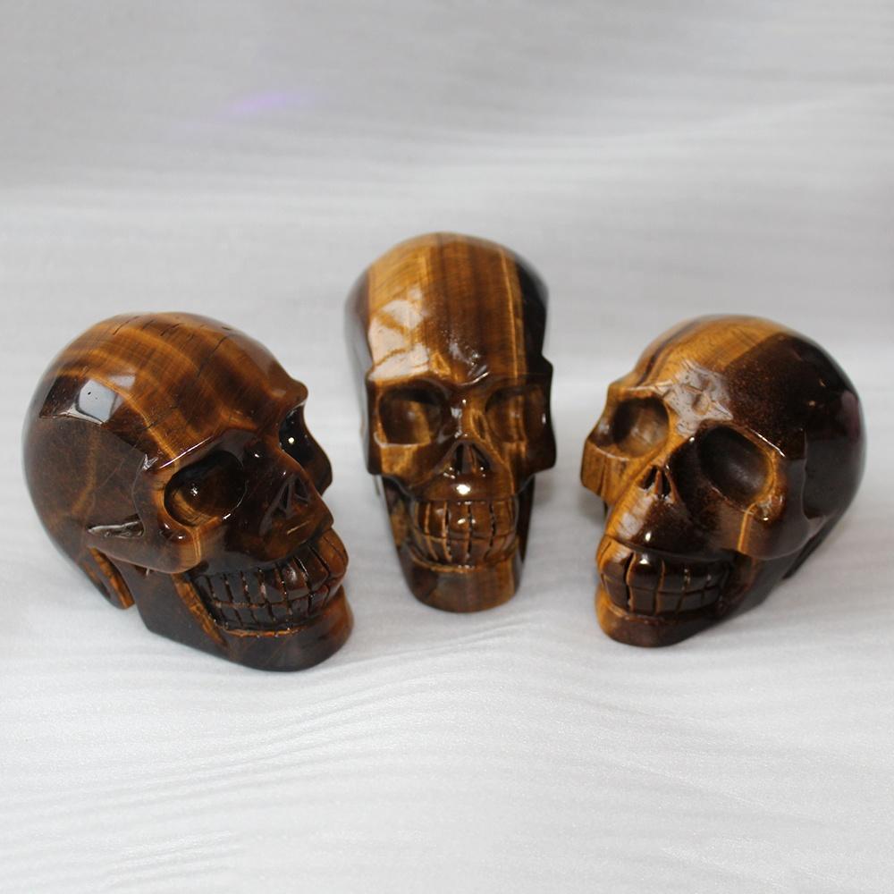 Calaveras de cristal de ojo de tigre talladas a mano de cuarzo natural de 300 a 1000 g