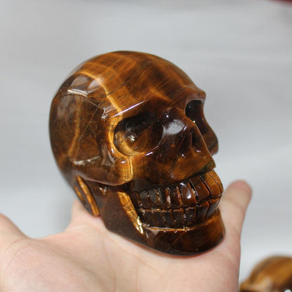 Calaveras de cristal de ojo de tigre talladas a mano de cuarzo natural de 300 a 1000 g