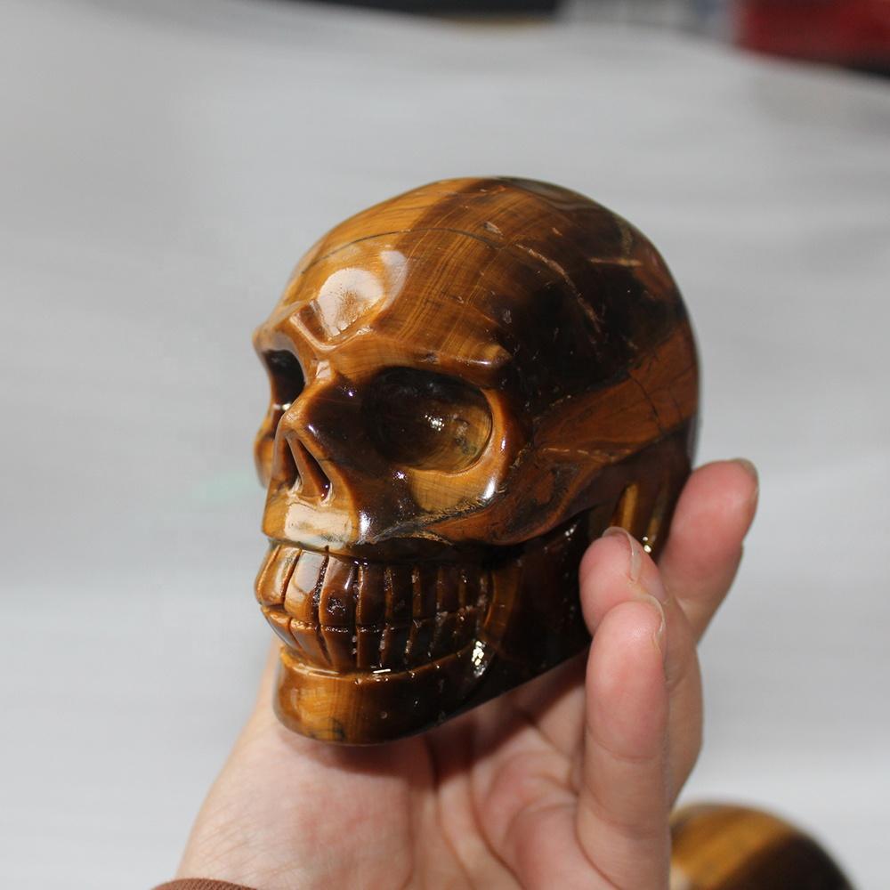 Calaveras de cristal de ojo de tigre talladas a mano de cuarzo natural de 300 a 1000 g