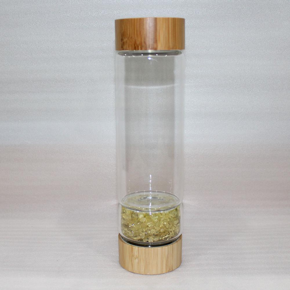 Bamboo Lid Citrine Crystal Water Bottle