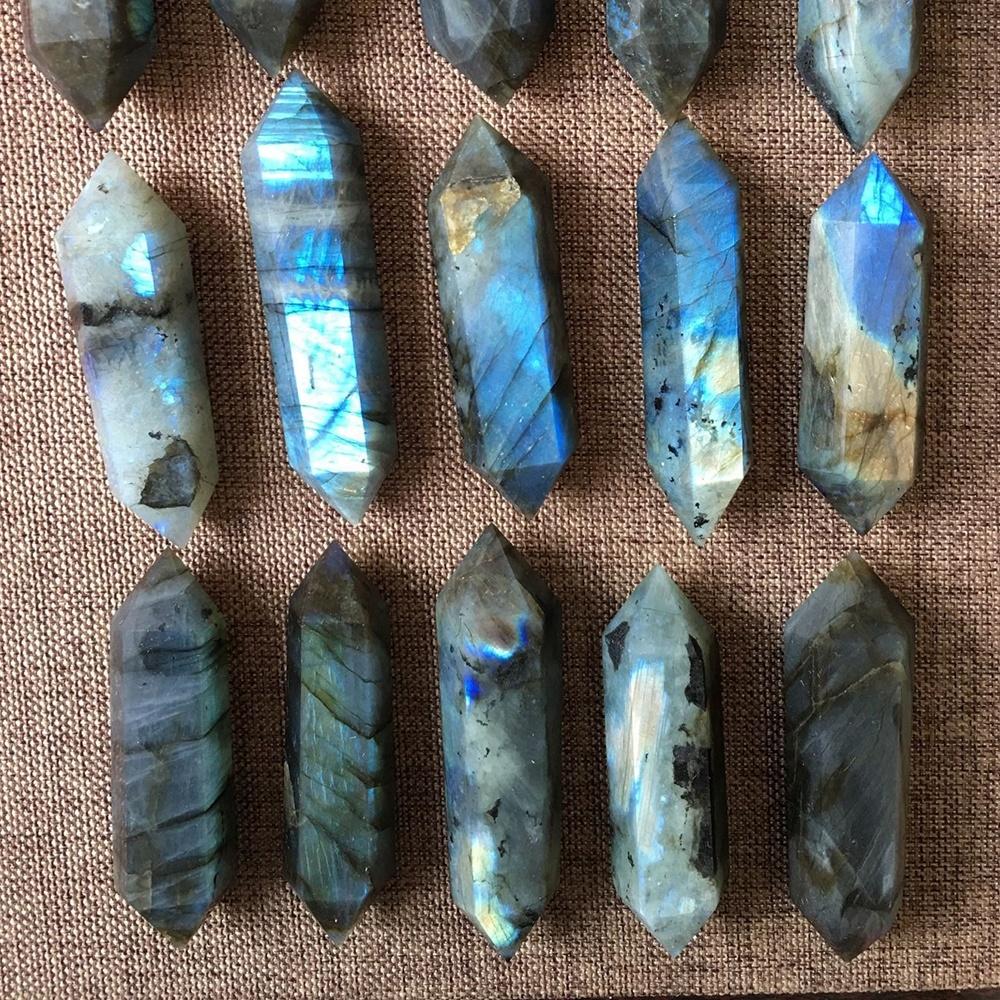 Natural Labradorite Stone Tower Crystal Double Point