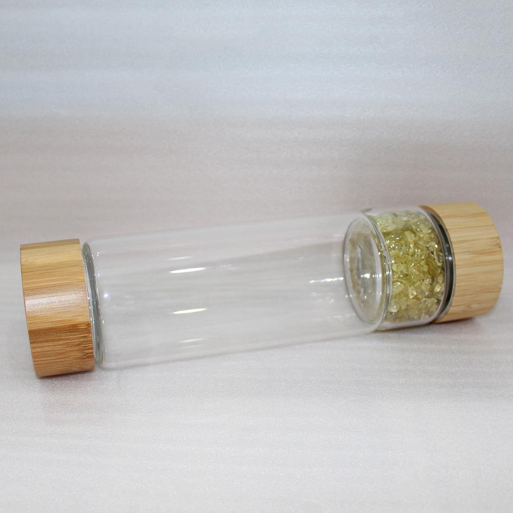 Bamboo Lid Citrine Crystal Water Bottle