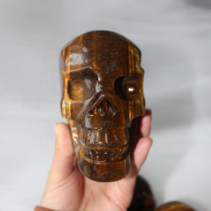 Calaveras de cristal de ojo de tigre talladas a mano de cuarzo natural de 300 a 1000 g