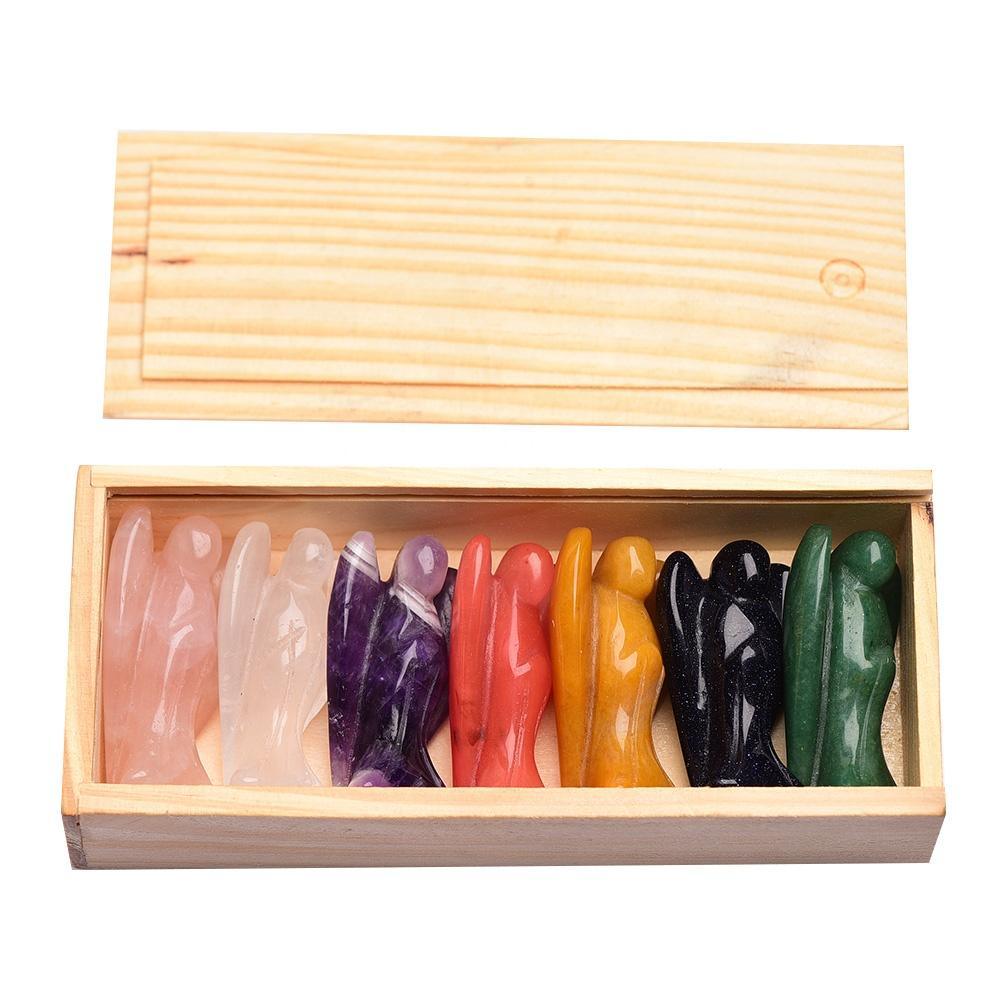 2 Inches 7-color Crystal Angel Wooden Box Gift Box