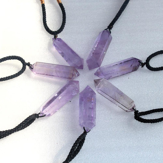 Natural Amethyst Column Double Point Pendant