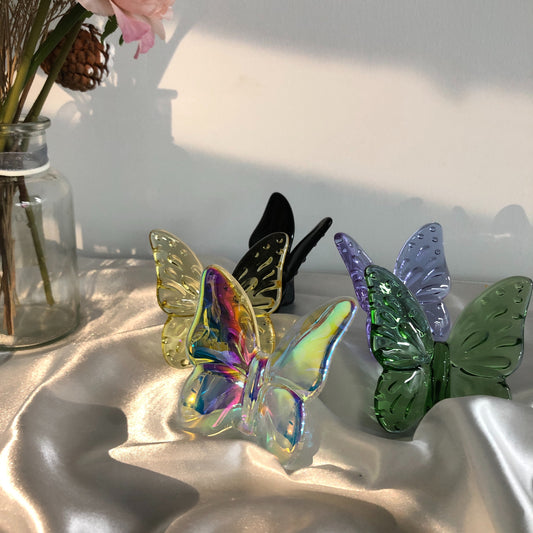 Crystal Butterfly Figurines Cloured GIaze Butterfly Glass Statues Animal Cloured GIaze Figurine for Home Ornament Decor Gift