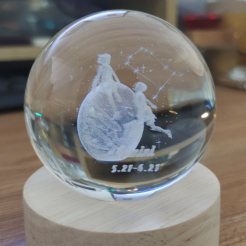 3D Laser Engraving 12 Constellations Crystal Ball