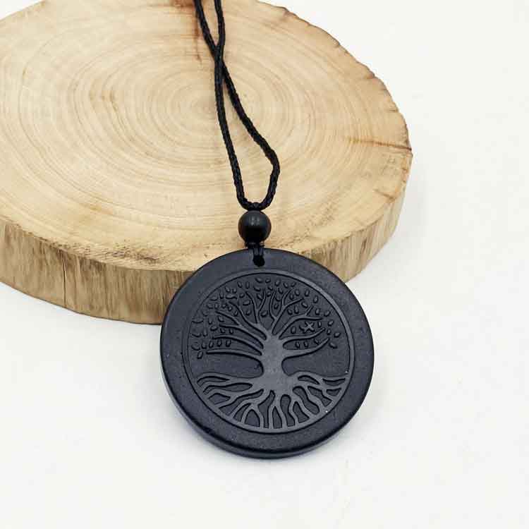 Circular Engraving Shungite Pendant