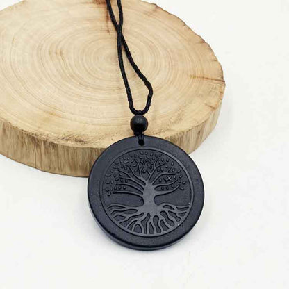 Circular Engraving Shungite Pendant