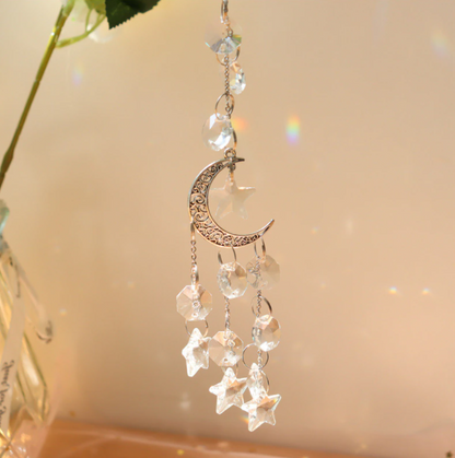 Star Moon Suncatcher ,Hanging Window Crystal Prism