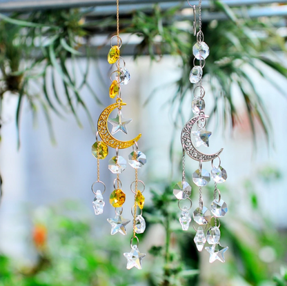 Star Moon Suncatcher ,Hanging Window Crystal Prism