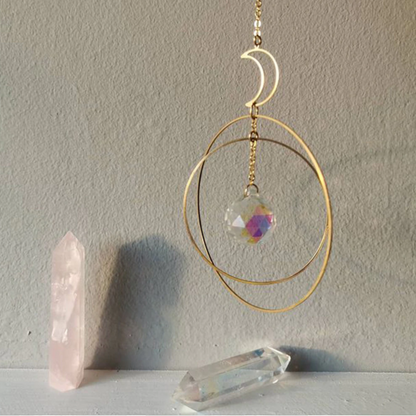 Moon Sun Catcher Hoops Rainbow Crystal Hanging Wall Hanging Art