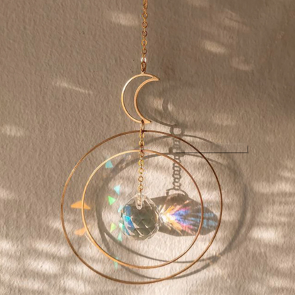 Moon Sun Catcher Hoops Rainbow Crystal Hanging Wall Hanging Art