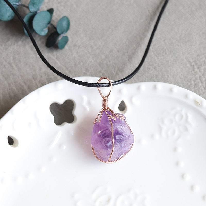 Amethyst Geode Cluster Crystal Necklace