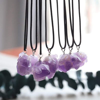 Amethyst Crystal Raw Pendant Necklace