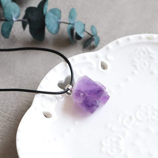 Amethyst Crystal Raw Pendant Necklace