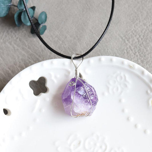 Amethyst Geode Cluster Crystal Necklace