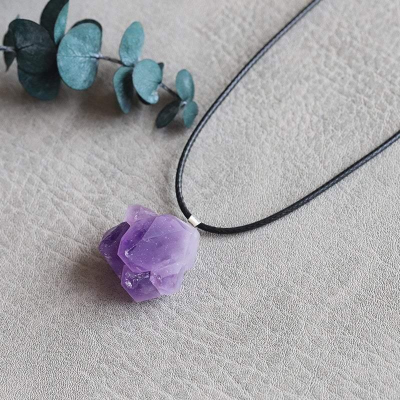 Amethyst Crystal Raw Pendant Necklace