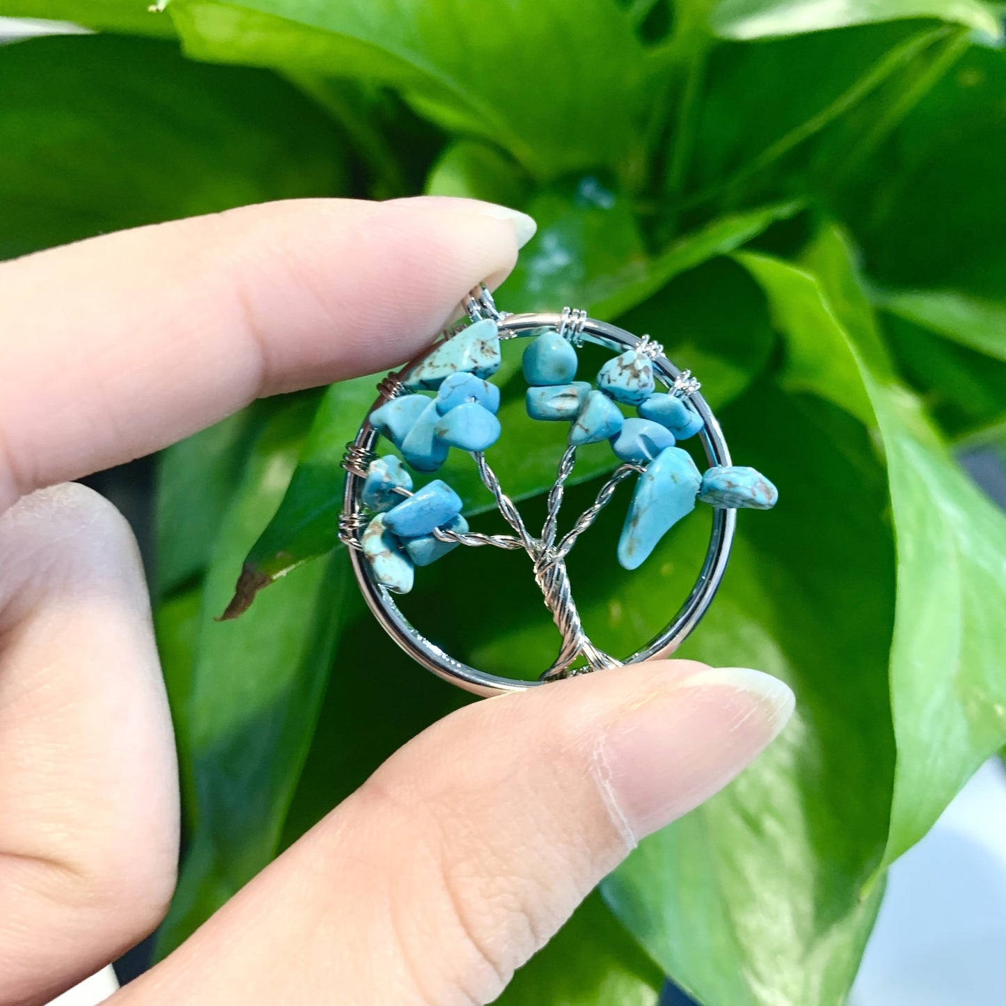 Natural Crystal Tree Of Life Pendant