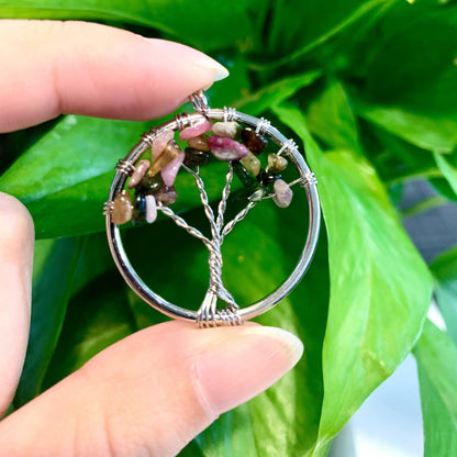 Natural Crystal Tree Of Life Pendant