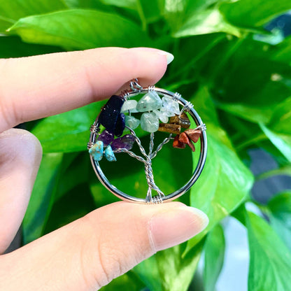 Natural Crystal Tree Of Life Pendant