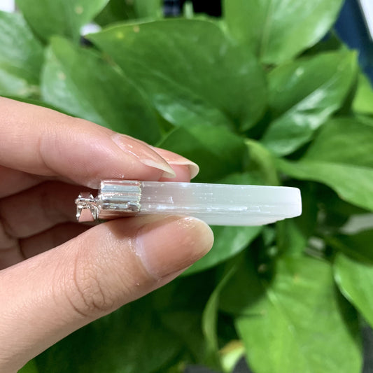 Selenite Strip Silver Pendant