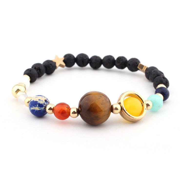 Pulsera con dijes de galaxia del universo Pulseras con cuentas de ocho planetas Pulseras con estrellas guardianas del sistema solar