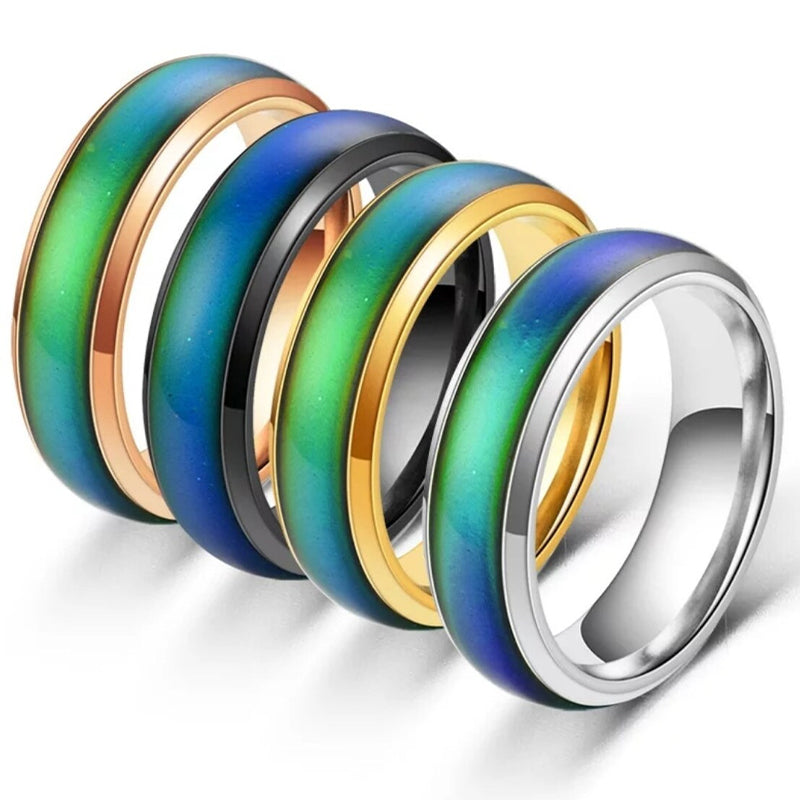 Stainless Steel Temperature Mood  Rainbow Ring Temperature Color Change Ring